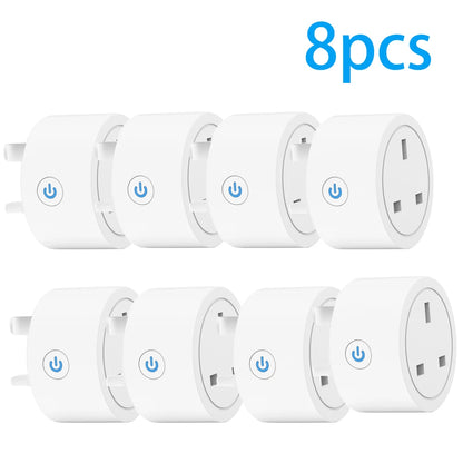 20A Tuya Smart Socket WiFi UK Plug 3pin Adapter Home Alexa Voice Control With Energy Monitering Timer Function Power Outlet Set